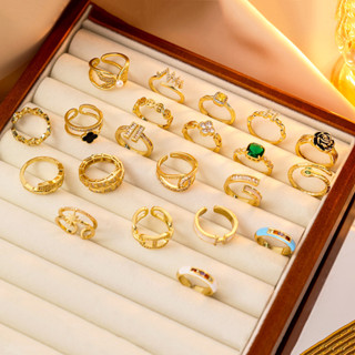 Nhẫn Zircon Siêu Nhấp Nháy Tinh Tế Bé Gái Nhẹ Sang Trọng Mở Cao Cấp Nhẫn Có Thể Điều Chỉnh Mạ Đơn Giản Nhẫn Vàng 18K