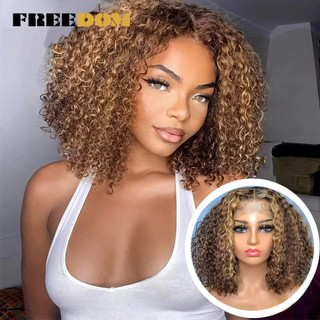 Ngắn bob tóc giả jerry xoăn tóc con người tóc giả cho nữ pre-plucked 13x4x1 ren phía trước tóc giả ren trong suốt tóc cho bé sóng sâu tóc giả