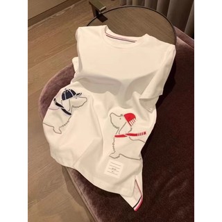 Thom Browne Embroidered round Neck Short SleeveTWomen's T-shirt2024Spring and Summer New Casual Loose All-Matching Top Tideins