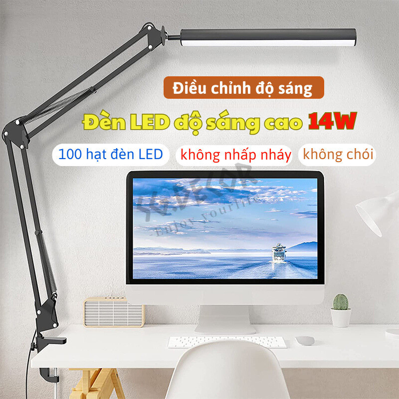  12W Mới Đèn Led bàn học bảo vệ mắt SG DECOR kẹp bàn gấp gọn Đèn kẹp bàn điều chỉnh kích thước phổ rộng cao cấp 