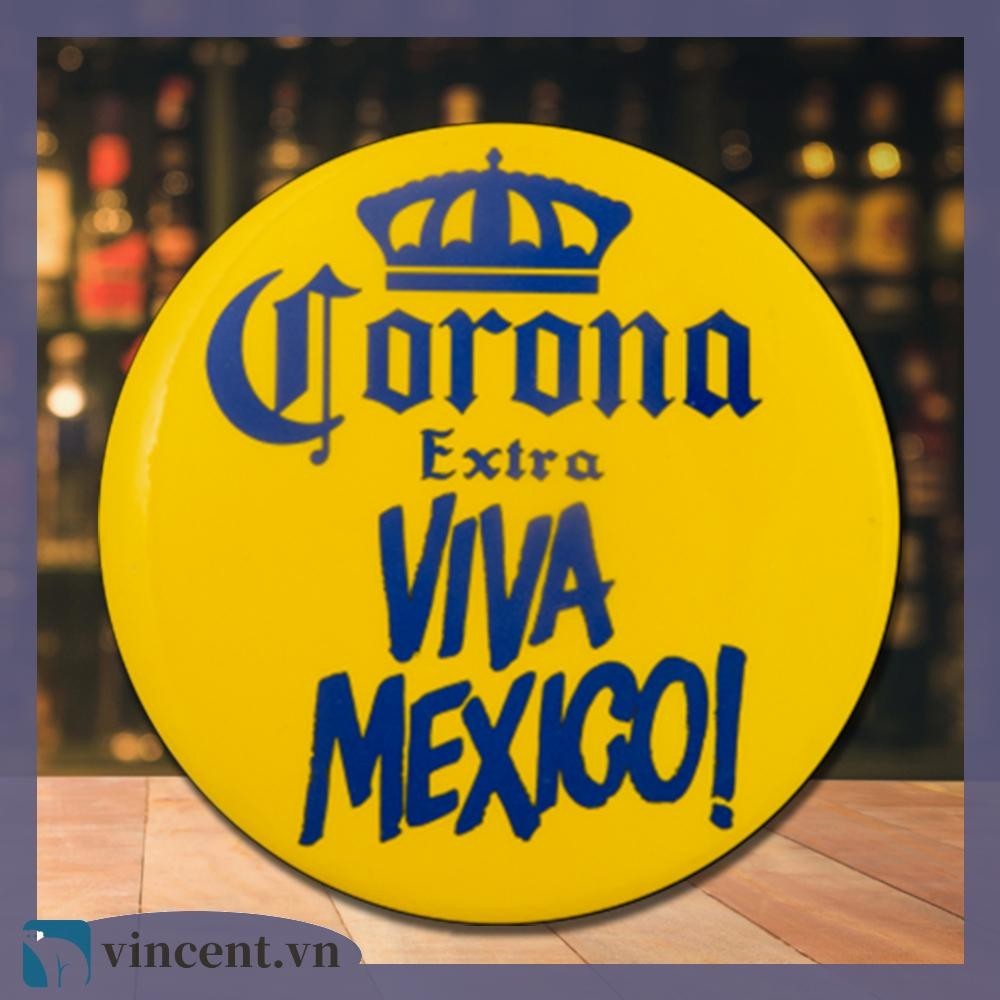 [Vincent.vn] Đĩa Kim Loại Vintage Bia Corona Tròn Sắt Tranh Treo Tường Nghệ Thuật Trang Trí Nhà Cửa 30x30cm