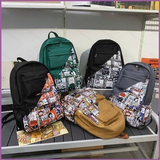【 Yb1 】 Ba Lô Graffiti Ulzzang Cho Học Sinh Dung Tích Lớn In Nhẹ Đơn Giản Đa Năng Nữ Dễ Thương Sch