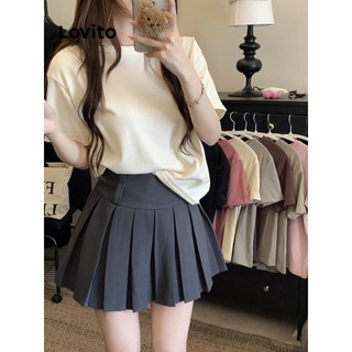 Áo thun Lovito màu trơn cơ bản phong cách thường ngày cho nữ LNE54015