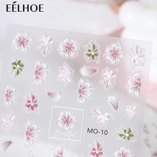 Miếng Dán Móng Tay Miếng Dán Hoa Cúc Hoa Tulip Bunny 5D Móng Tay Nghệ Thuật Dán Trang Trí Móng Tay