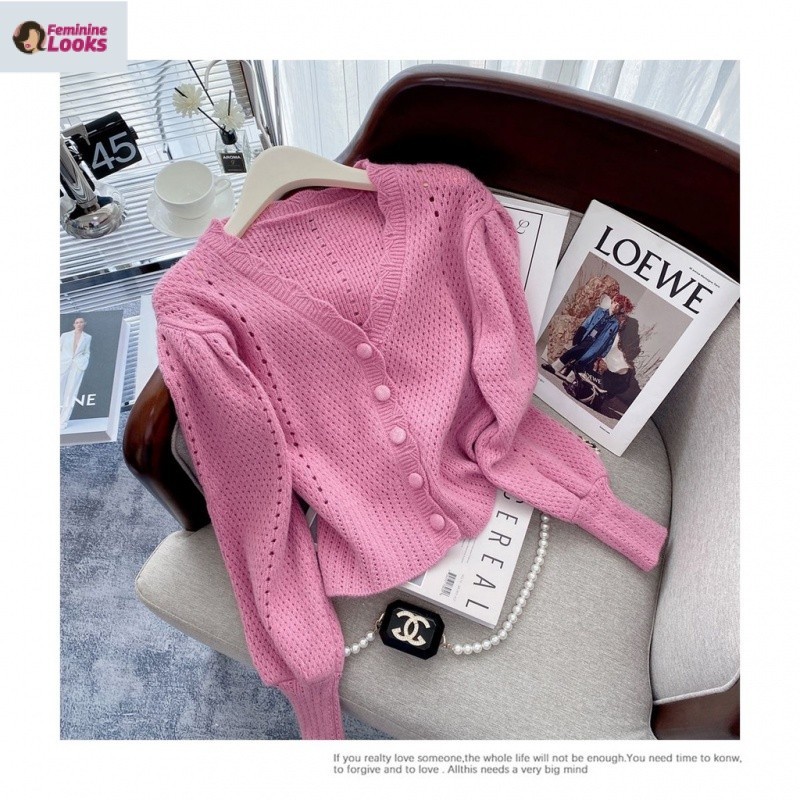 Áo Khoác cardigan Dệt Kim Lưng Cao Phong Cách Hàn Quốc