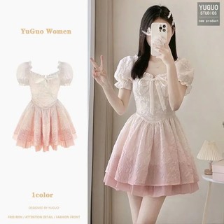 Váy cottagecore Đầm babydoll Váy body Đầm dự tiệc 2024 Ngọt Ngào Công Chúa Lông Tơ Mùa Hè Pháp Người Nhỏ Gọn Eo Ôm Hơn Nhìn Nguyên Chất Desire