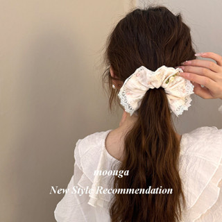  Moouga   Pháp Ren Scrunchy Tóc Cô Gái Nơ Ruy Băng Tóc Dây Đầu Dây Vuông Khăn Nữ Hàn Quốc Phụ Kiện Tóc 
