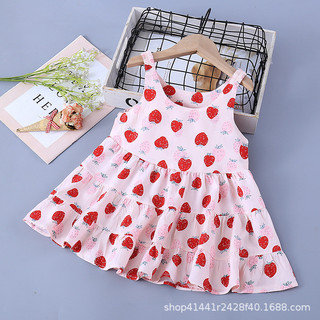 Trẻ em mới, bé gái, bé gái, váy lụa cotton, váy mỏng mùa hè, bé gái hoa, váy mùa hè, váy xếp li