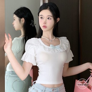Áo Cotton ngắn tay ren mùa hè dành cho nữ