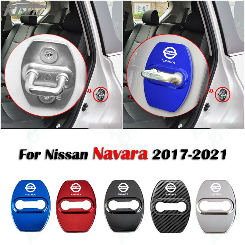 4 Nissan Navara 2017-2021 Thép Không Gỉ Khóa Cửa Bao Bảo Vệ Cửa Xe Sửa Đổi Phụ Kiện Trang Trí