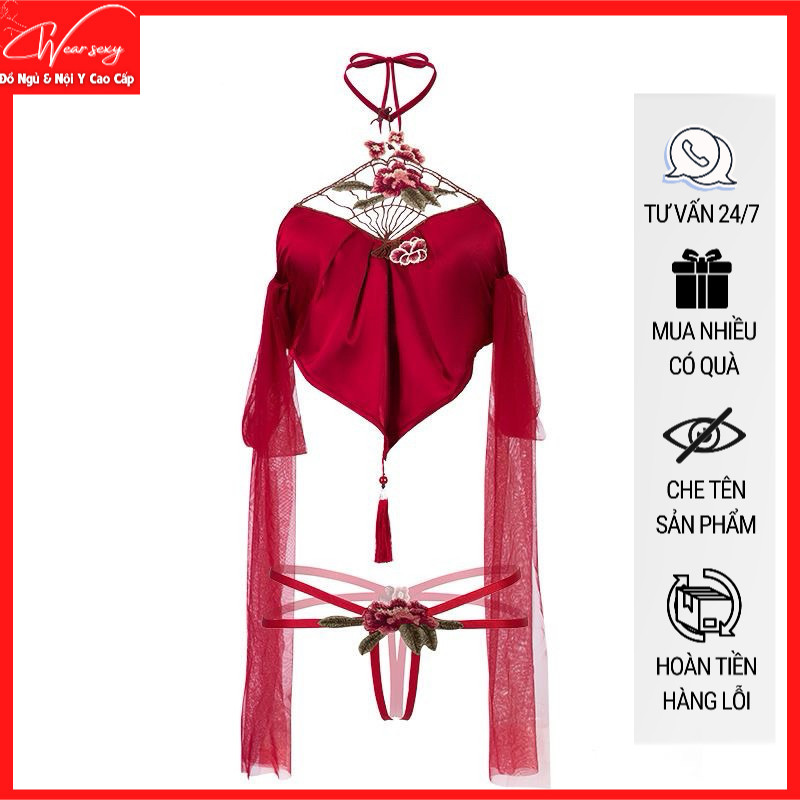 Sườn Xám Cổ Yếm Thêu Hoa Gợi Cảm Quyến Rũ 8834 [CWEAR.SEXY] | BigBuy360 - bigbuy360.vn