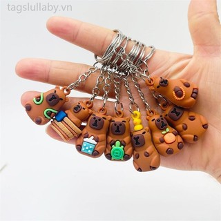 Capybara mềm búp bê móc chìa khóa hoạt hình mặt dây chuyền túi móc khóa búp bê móc khóa mini beaver móc khóa