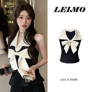Nơ dây áo vest top nữ mùa hè phong cách mới slim-fit ngắn sling