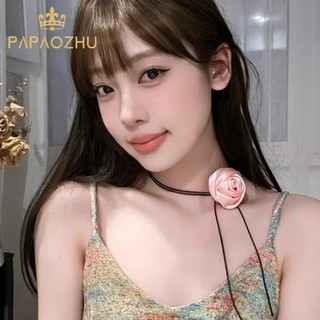 Papaozhu Hồng Ngọt Ngào Hoa Hồng Vòng Cổ Choker Cho Nữ Bé Gái Bữa Tối Tiệc Cưới Hoa Dây Chuyền Trang Sức Phụ Kiện