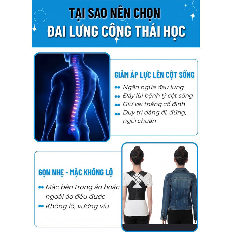 Đai Chống Gù Lưng Cao Cấp, Hỗ Trợ Định Hình Cột Sống, Cong Vẹo Cột Sống