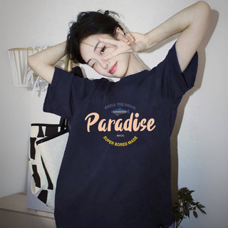 HANUNA Local Brand Áo Thun Phông Form Rộng 100% Cotton BIG SIZE Áo thun ngắn tay màu xanh hải quân mùa hè dành cho nữ