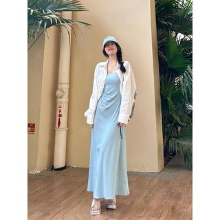 Yuewen YUEWEN Nhẹ Trưởng Thành Hoàng Gia Sister Slim-fit Dệt Kim Sling Dress Nữ Cao Cấp Tem