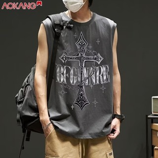 Áo thun không tay phong cách Mỹ mùa hè AOKONG Áo vest thể thao rộng rãi in hình nam
