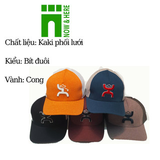 Nón lưỡi trai kaki phối lưới thêu nổi hình người, nón kết kiểu bo thun bít đuôi thời trang - NH Shop