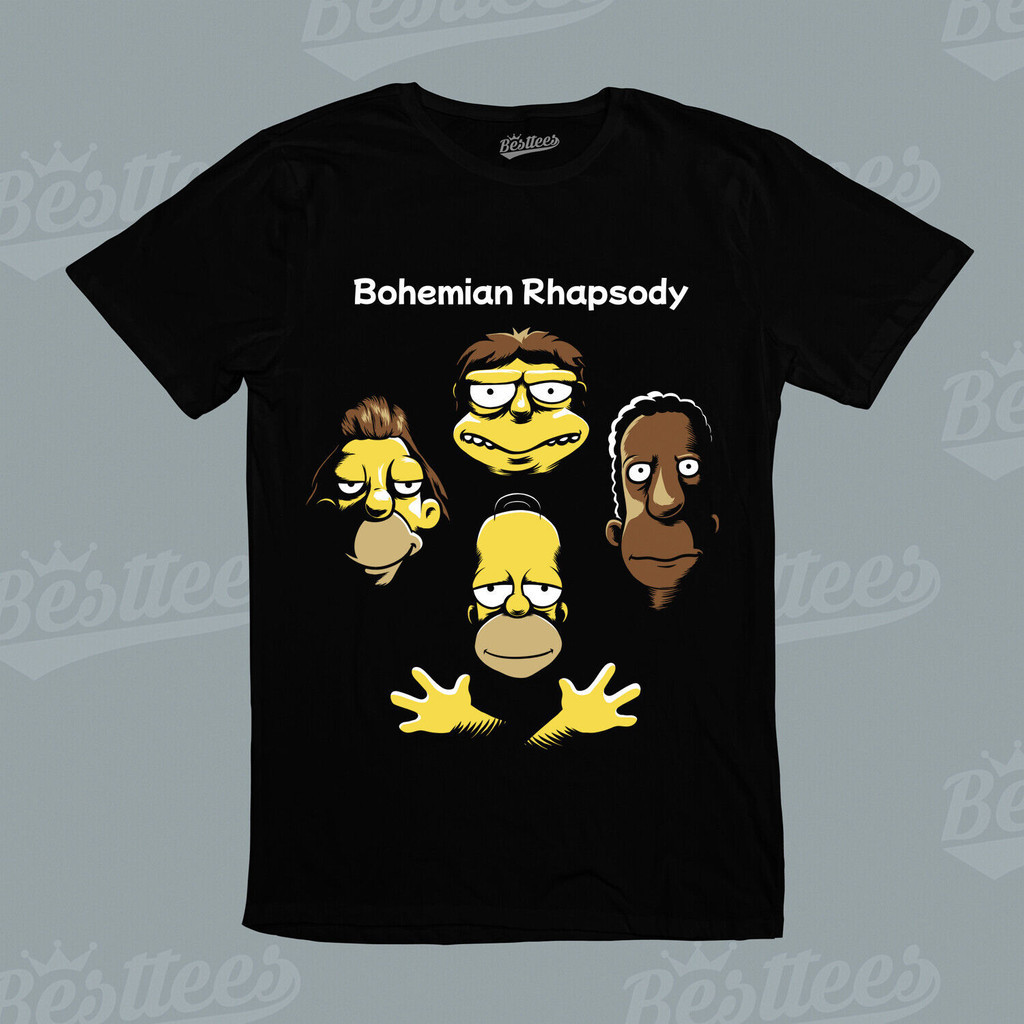 Unisex Pub Simpson Barney Homer Bohemian Rhapsody Queen Music Lenny Carl Áo thun