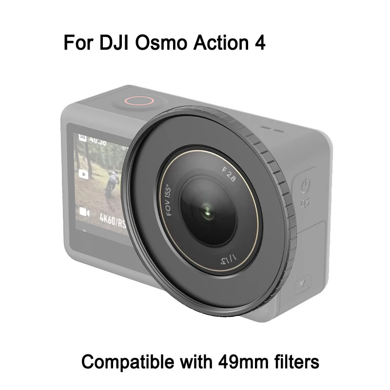 Puluz 49mm Ống Kính Lọc Adapter Vòng Khung Cho DJI Osmo Action 4 Camera Kim Loại Lọc Giá Đỡ Phụ Kiện