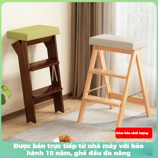 Thang xếp gỗ nguyên khối gia dụng, ghế dài nhà bếp cao đa năng, thang di động