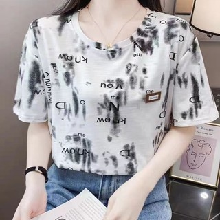 [Sẵn sàng] Cửa hàng độc quyền tại nhà máy Áo thun ngắn tay in chữ phong cách Hồng Kông dành cho nữ Cool Top ins Phong cách mỏng Mùa hè 2023 Áo thun phong cách mới 3D Ba chiều