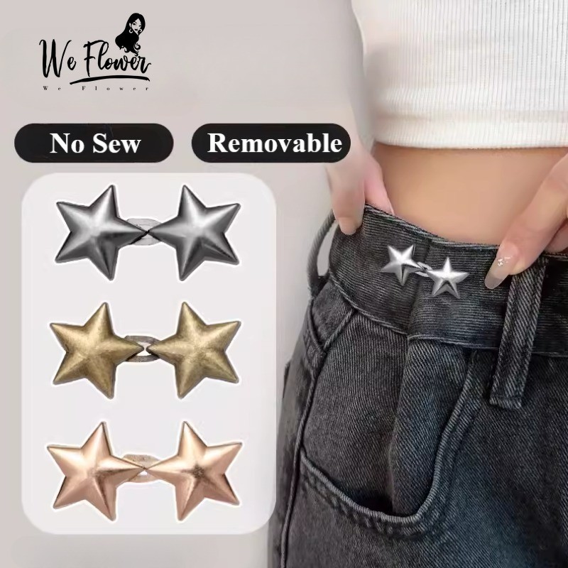 Chúng Tôi Hoa Có Thể Tháo Rời Vàng Ngôi Sao Bạc Jean Nút Cho Quần Jean Rời Quần Thắt Lưng Không May Nút Ngay Lập Tức Khóa