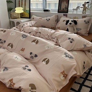 Động Vật Dễ Thương 4 TRONG 1 Bộ Chăn Ga Gối Ký Túc Xá Phòng Ngủ Thoải Mái Bao Flat Bedsheet Vỏ Gối