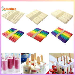 Aislerbee 100 Cái Que Kem Popsicle Stick Thiết kế cạnh tròn Thanh xử lý bằng gỗ cho Đồ dùng thủ công trẻ em DIY