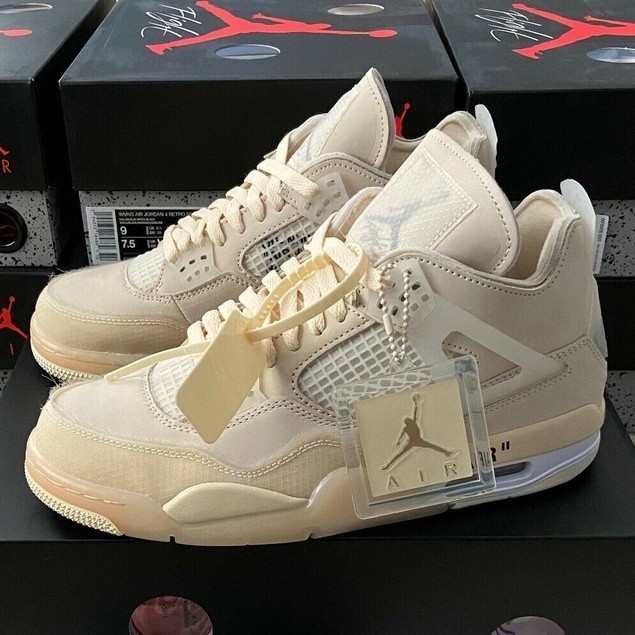OFF WHITE Bóng rổ trắng tắt trắng x air jordan 4retrospcream / Sailaj4 cv93288-100 dành cho nữ và CYL9 độc lập
