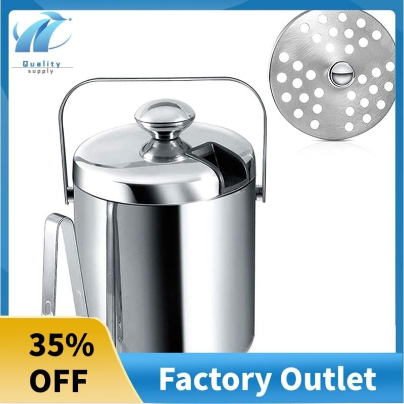 Xô đá tuyệt vời có nắp, Xô đá hai lớp có nắp, bằng thép không gỉ, Xô đá cách nhiệt 1,3 lít