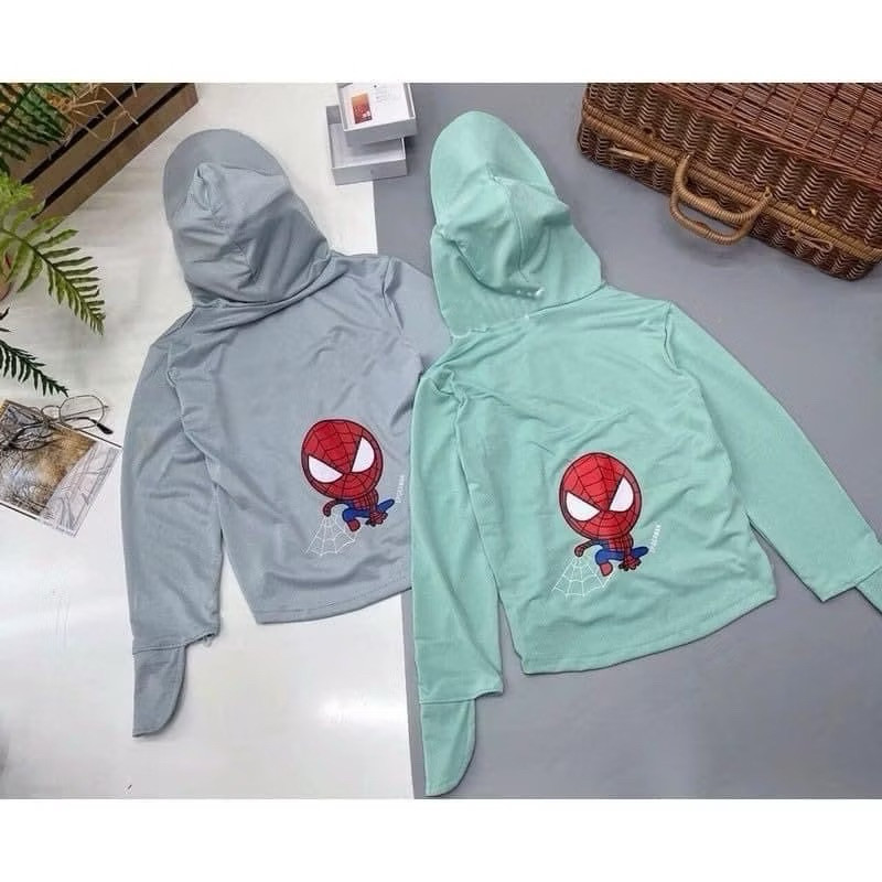 Ao Chông Nắng Cho Bé, Hình Siêu Nhân Nhện, Áo Nắng Cánh Dơi, Chất Thun Lạnh, Co Dãn Thoáng Mát ( 10 