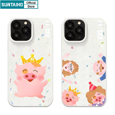 Suntaiho Vỏ Dễ Thương Ngộ nghĩnh Họa Tiết Gia Đình Lợn Hoạt Hình Ốp Điện Thoại Cho Iphone 11 12 13 14 15 16 Pro Max IP 7 8 Plus Iphon X Xs XR Xs Max Silicon Mềm Cao Cấp Chống Sốc Ốp Lưng