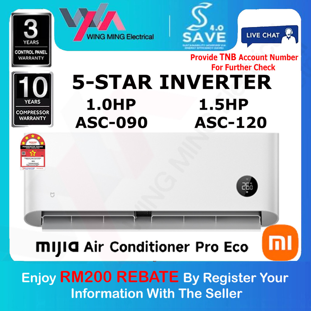 [ Save 4.0 ] Xiaomi Mijia Air Conditioner Pro Eco (1.0HP/1.5HP) Smart Inverter | 5 Star Energy Efficiency| Auto Cleaning