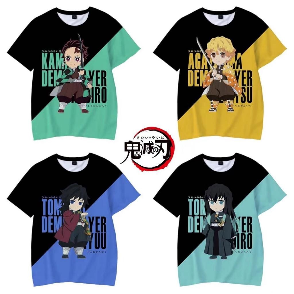 Demon Slayer Quần Áo Quần Áo Trẻ Em Tanjiro Tomito Muichiro Áo Thun Ngắn Tay Tomioka Giyuu Midouzi B
