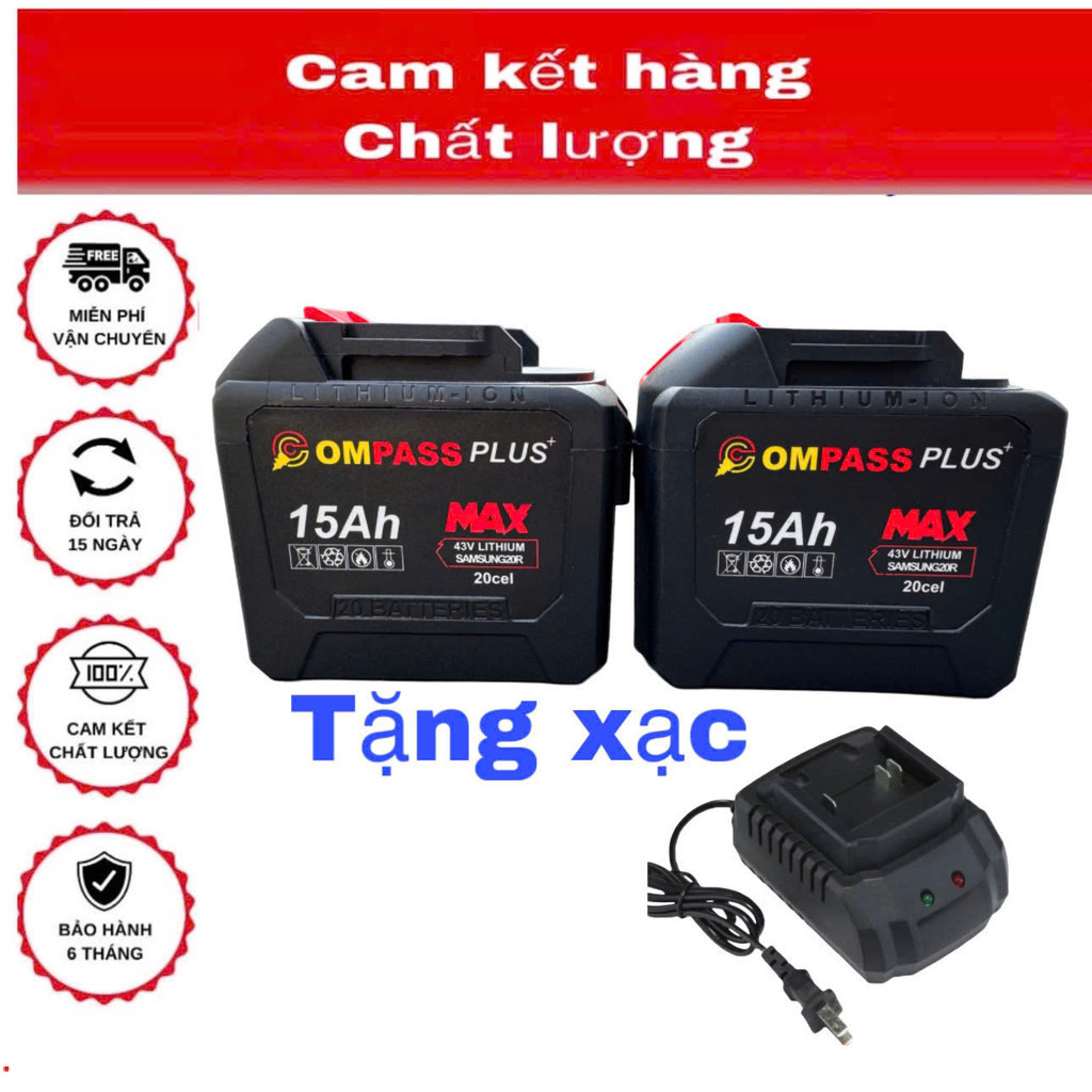 Pin 20 Cell  COMPASS  Plus Mạch  , Chống Ngắt Tải, Vỏ Abs Chống Sốc Dùng Máy Khoan, Máy Bulong, -