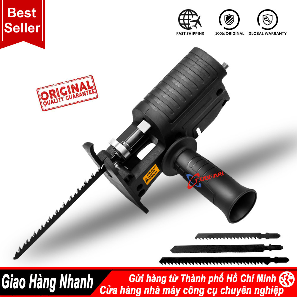 Bộ Chuyển Đổi Máy Khoan Thành Máy Cưa Điện Cầm Tay Kèm 3 Lưỡi Cưa Gỗ Kim Loại Nhựa ( Lắp Được Khoan Pin Và Khoan Điện)