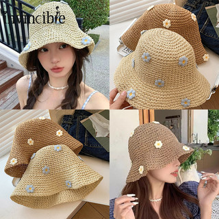 Mùa Hè Xanh Hoa Nhỏ Handmade Dệt Người Cá Mũ Có Thể Gập Lại Thời Trang Ngoài Trời Chống Tia UV Chống Nắng Mũ Đi Biển