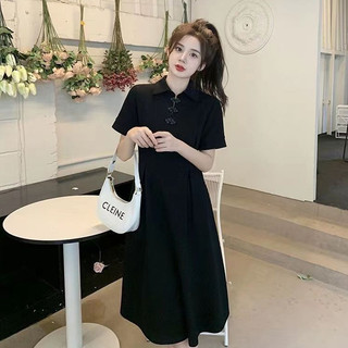Trà Nghỉ Đen Kích Thước Lớn Hepburn Phong Cách Mới Phong Cách Trung Hoa Cải Tiến Sườn Xám Đầm Nữ Váy Ngắn Thiết Kế Mùa Hè Sense Niche