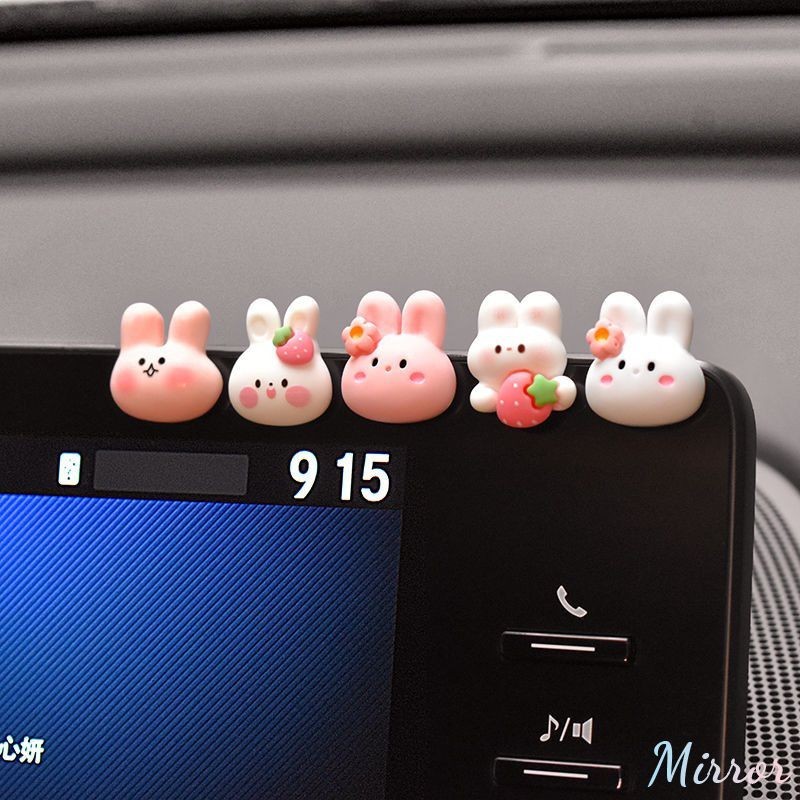 ♕ [Code CLS2404B giảm giá 30k đơn 99k] Bộ 1/5 Miếng Dán Trang Trí Màn Hình Điều Khiển Xe Thỏ Dễ Thương