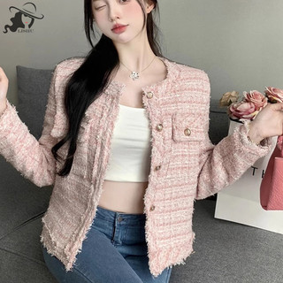 Lishu Áo khoác Tweed thanh lịch Áo khoác nữ có ngực dài tay Áo khoác ngoài mùa đông vn