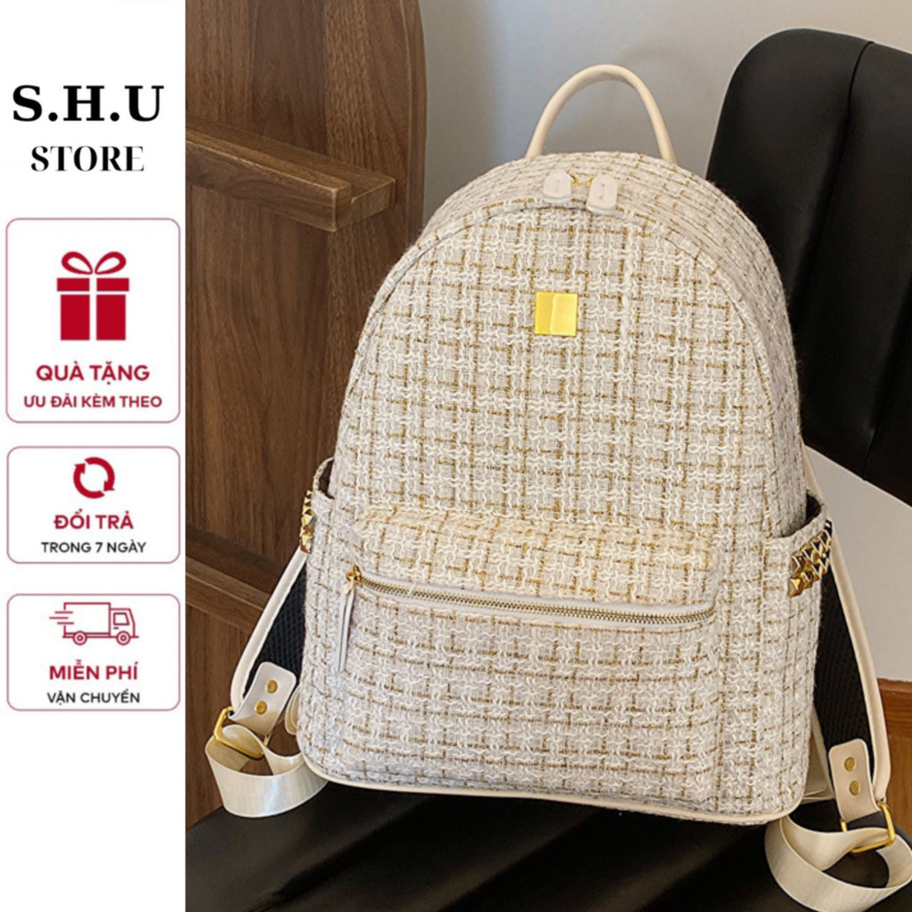 Balo đi học, đi du lịch kim tuyến, balo tặng kèm móc khoá con chó dễ thương size 40 vừa sách vở A4 , laptop N393