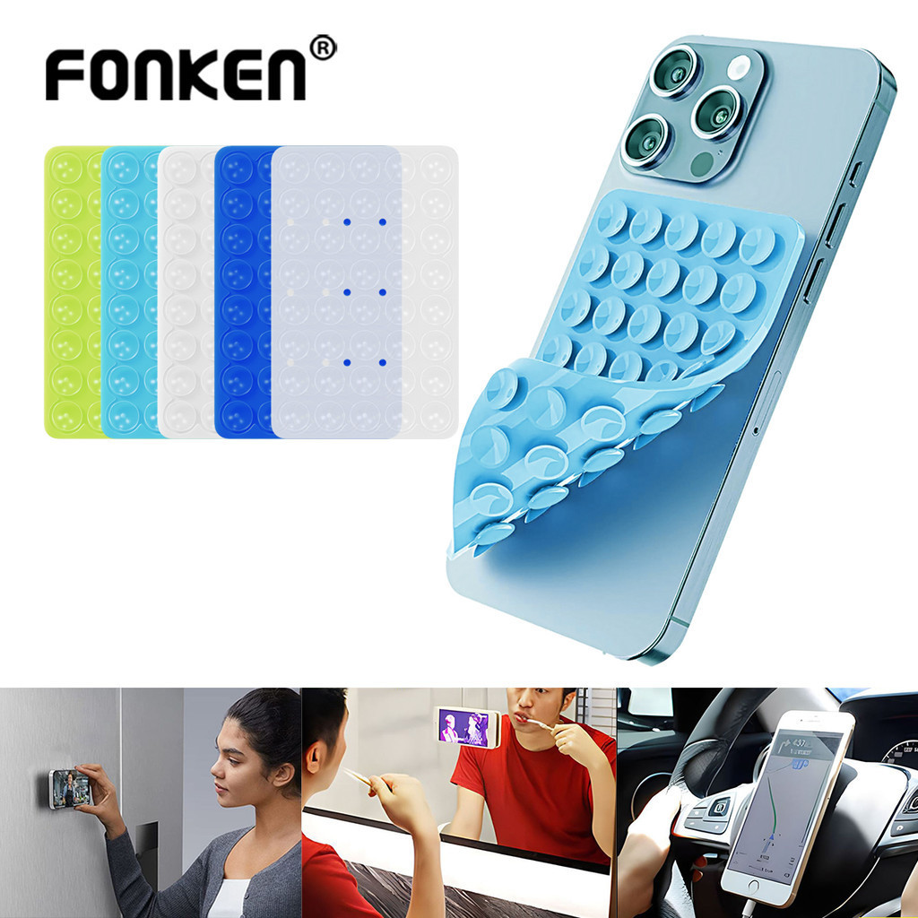 Fonken Double Side Backed Silicone Hút Miếng Lót Cho Điện Thoại Di Động Cố Định Cốc Hút Lưng Tự Dính Cao Su Silicon Hút Miếng Lót