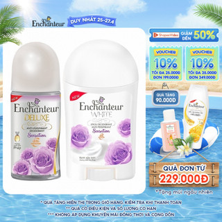 Combo Lăn Khử Mùi Hương Nước Hoa Enchanteur Sensation 50ml + Sáp Khử Mùi Trắng Da Enchanteur Sensation 40g