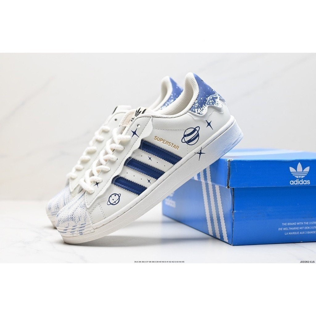 Adidas Originals Superstar &lt; sail / Xanh / &lt; shell toe series giày thể thao thông thường cổ điển phù hợp với mã: gw4441