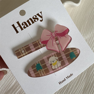 Kẹp tóc nữ Bangs Kẹp tóc nơ màu hồng 1 cặp