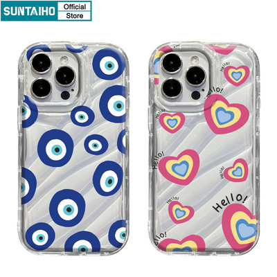 Suntaiho Ngộ nghĩnh Dễ Thương Vỏ Cầu Vồng Họa Tiết Vòng Tròn Tình Yêu Ốp lưng Iphone 15 14 12 13 11 Pro Max IP 7 8 Plus Iphon X Xs XR Xs Max TPU Silicone Mềm Cao Cấp Chống Sốc Ốp Lưng