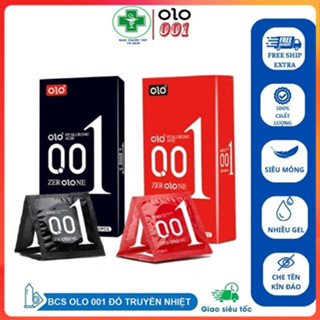 Bao cao su OLO 001 siêu mỏng, gân gai, kéo dài thời gian, nhiều gel bôi trơn - Hộp 10 bao