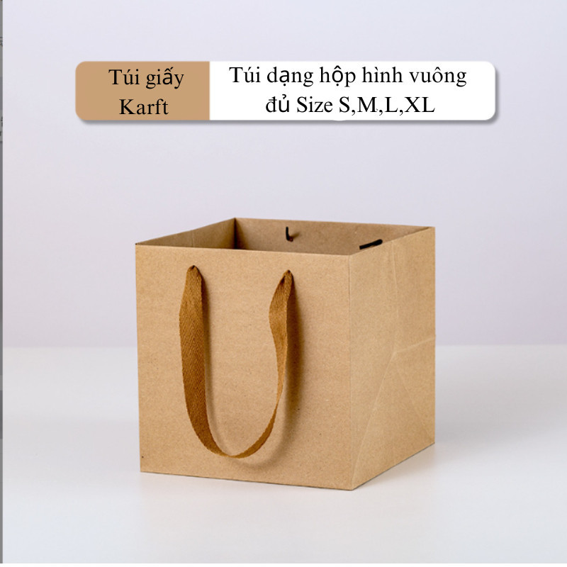 [Combo 3] Túi giấy đấy Vuông to 30cm kraft nâu/ trắng TU24 Túi đựng hộp quà  vintage - Vua Bao Bì
